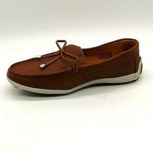 Driver Club USA Womens Sarasota Slip On Loafer Tan Leather‎ Rawhide Tie 4.5 NEW